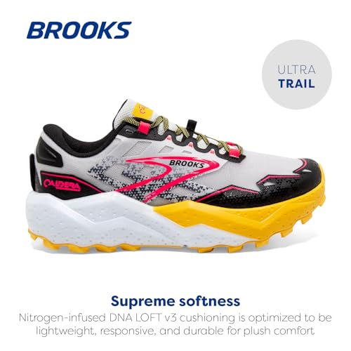 Brooks Women’s Caldera 7 Trail Running Shoe - Lunar Rock/Lemon Chrome/Black - 7.5 Medium