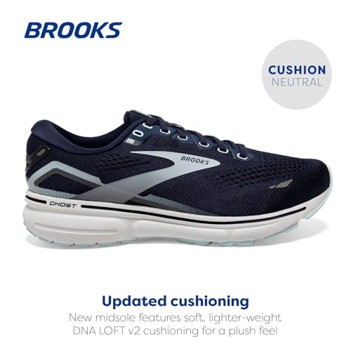 Brooks Women's Ghost 15 Neutral Running Shoe - Peacoat/Pearl/Salt Air - 5 Medium