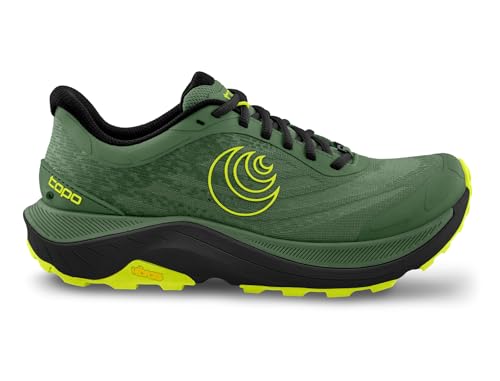 Topo Athletic Men's Ultraventure 4 Comfortable Cushioned Durable 5MM Drop Trail Running Shoes, Athletic Shoes for Trail Running, Green/Black, Size 11.5