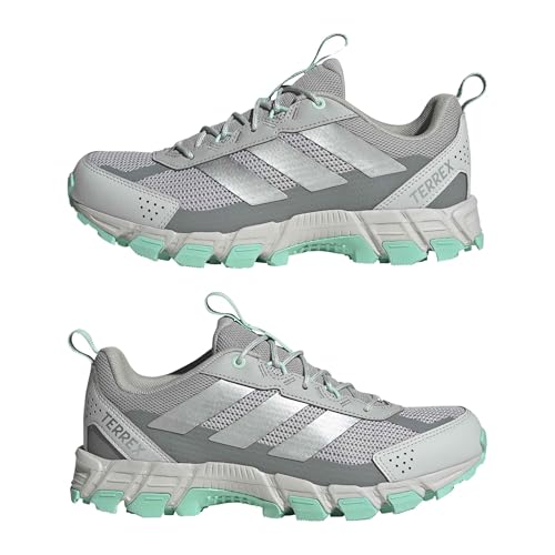 adidas Women's Terrex Rockadia Trail Running, Clear Mint/Grey/Silver Metallic, 9.5