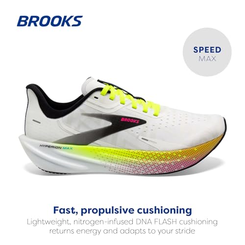 Brooks Men’s Hyperion Max Neutral Running Shoe - White/Black/Nightlife - 9 Medium
