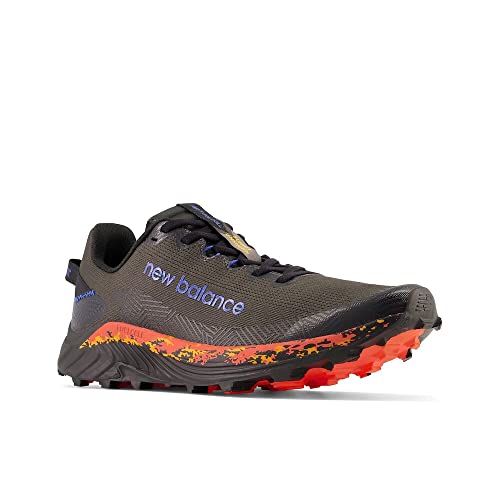 New Balance Men's FuelCell Summit Unknown V4 Trail Running Shoe, Blacktop/Neon Dragonfly, 7 M