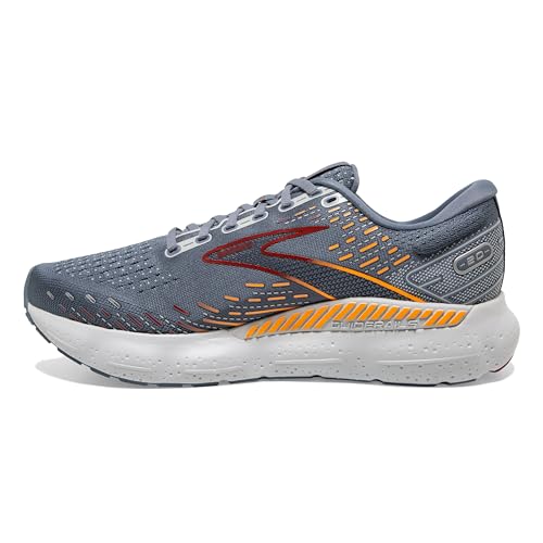 Brooks Men's Glycerin GTS 20 Supportive Running Shoe - Grey/Chili Oil/Orange - 9.5 Medium