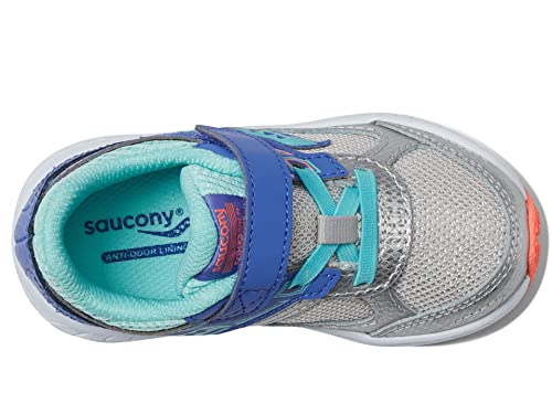 Saucony Baby Girl's Cohesion 14 A/C (Toddler) Silver/Periwinkle/Turquoise 7 Toddler M