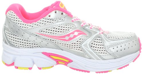 Saucony Girls' Cohesion 6 Lace Running Shoe (Little Kid/Big Kid),White/Pink/Citron,3.5 M US Big Kid