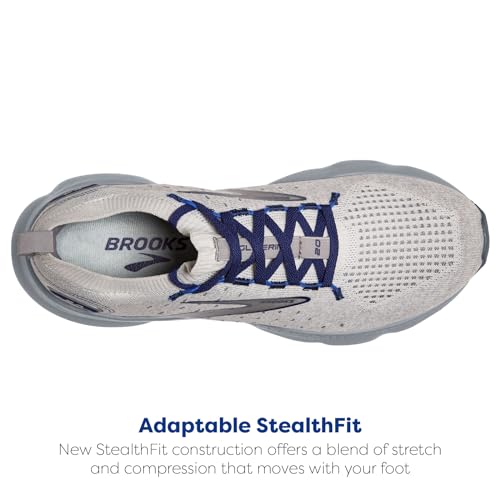 Brooks Men’s Glycerin StealthFit 20 Neutral Running Shoe - Oyster/Alloy/Blue Depths - 7 Medium