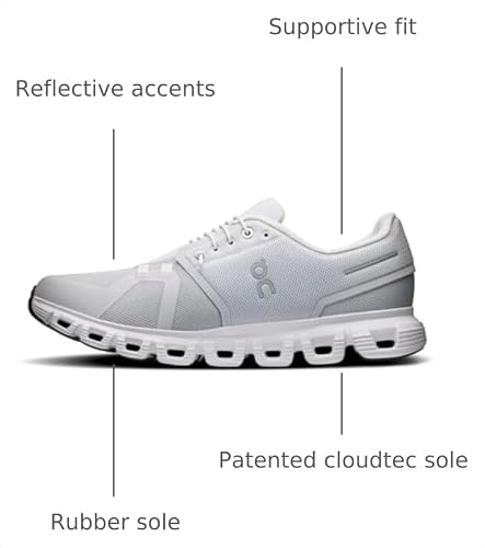On Men's Cloud 6 Sneakers, Glacier | White, 9 Medium US