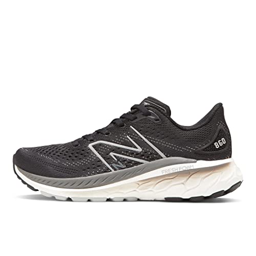New Balance Women's Fresh Foam X 860 V13, Black/White/Castlerock, 8.5 Narrow