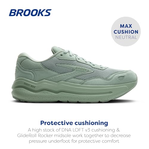Brooks Men’s Ghost Max Suede/Leather Neutral Running & Walking Shoe - Green/Sea - 8.5 Medium - alternate view 2