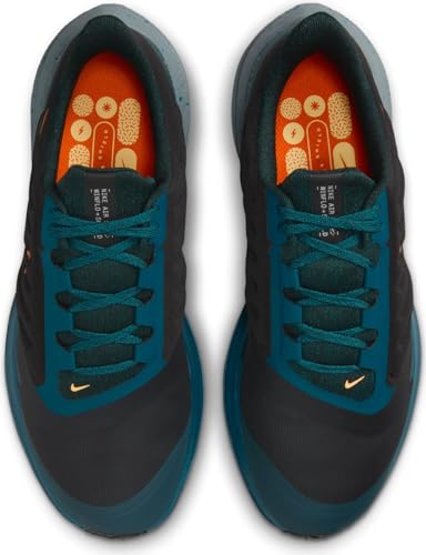 Nike Winflo 9 Shield Men's Weatherized Road Running Shoes (DM1106-002, Black/GEODE Teal/DEEP Jungle/Safety Orange) Size 11.5