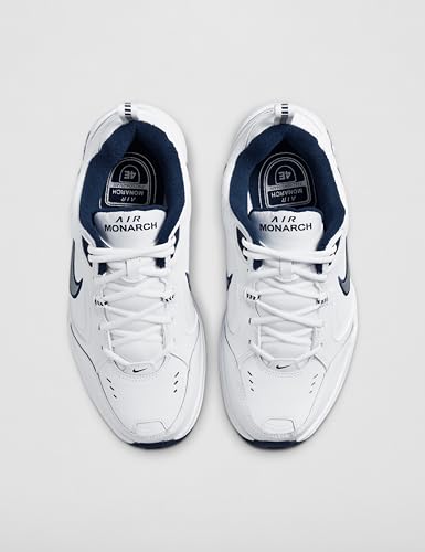 Nike Men's NIKE AIR MONARCH IV (4E) RUNNING SHOES -12; White / Metallic Silver-Midnight Navy