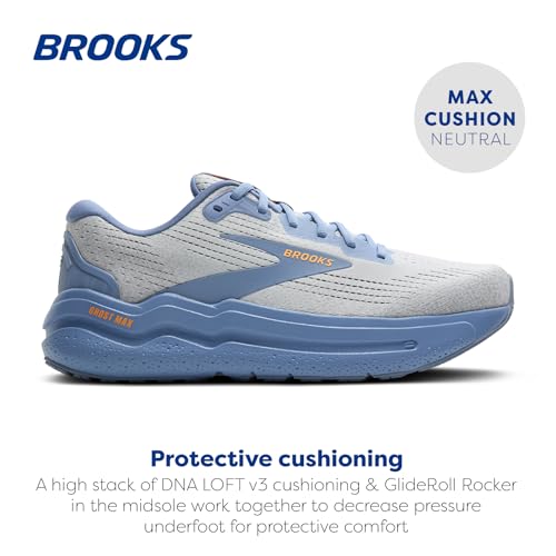 Brooks Men’s Ghost Max 2 Neutral Running & Walking Shoe - Oyster Mushroom/Blue/Orange - 10 Medium