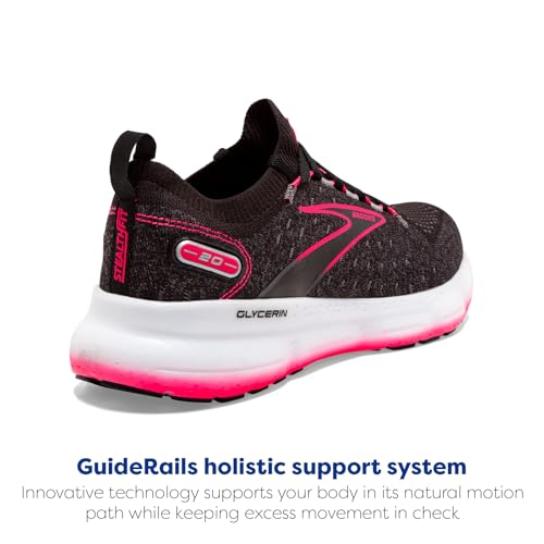 Brooks Women’s Glycerin StealthFit 20 Neutral Running Shoe - Black/Blackened Pearl/Diva Pink - 12 Medium