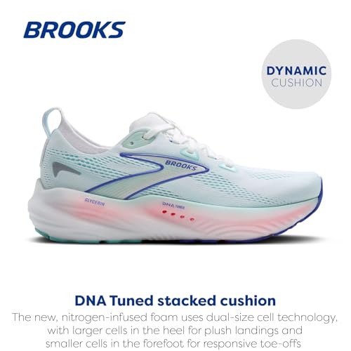 Brooks Women’s Glycerin 22 Neutral Running Shoe - White/Limpet Shell/Amparo Blue - 9.5 Medium