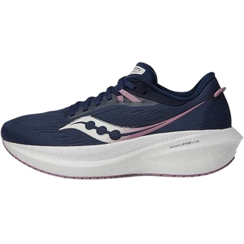 Saucony Women's Triumph 21 Sneaker, Navy/Orchid, 11