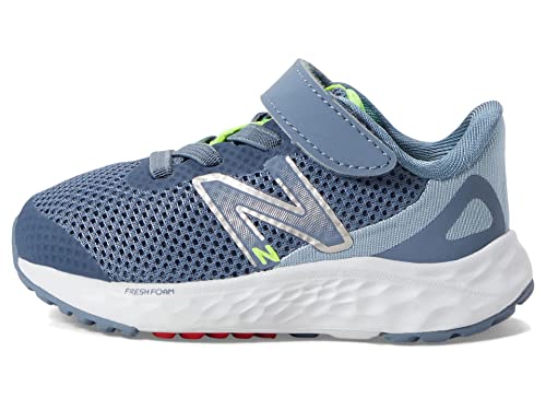 New Balance Kid's Fresh Foam Arishi V4 Hook & Loop Running Shoe, Arctic Grey/Pixel Green/True Red, 3 Wide US