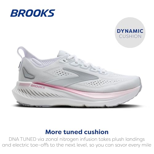 Brooks Women’s Glycerin GTS 23 Supportive Running Shoe - White/Harbor Mist/Metallic - 8 Medium