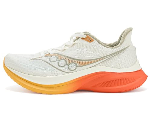 Saucony Men's Endorphin Speed 5 Sneaker, Ivory/Fire, 10.5