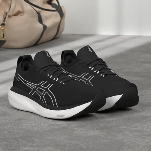 ASICS Men's Gel-Nimbus 25 Running Shoes, 12.5, Black/Pure Silver