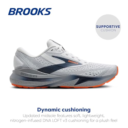 Brooks Men’s Adrenaline GTS 24 Supportive Running Shoe - White/Peacoat/Alloy - 7 Medium