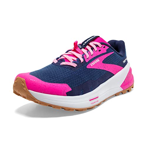 Brooks Women's Catamount 2 Trail Running Shoe - Peacoat/Pink/Biscuit - 9 Medium