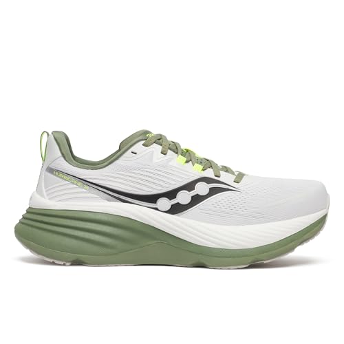 Saucony Men's Hurricane 24 Sneaker, White/Olivine, 10.5