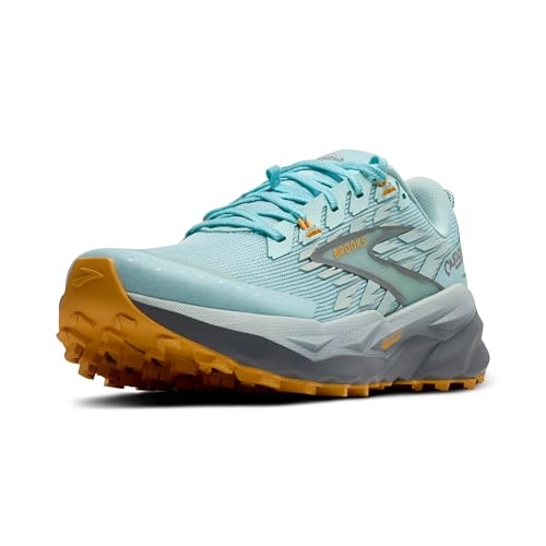 Brooks Women’s Cascadia 19 Mountain Trail Running Shoe - Clearwater/Primer Grey/Apricot - 8 Medium