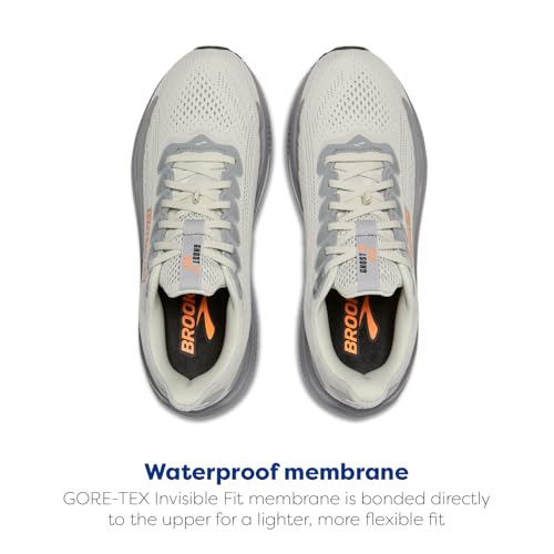 Brooks Men’s Ghost 17 GTX Waterproof Supportive Running & Walking Shoe - Smoke/Primer Grey/Orange - 11.5 Medium