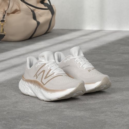 New Balance Women's Fresh Foam X More V4 Running Shoe, White/Gold Metallic/Moonbeam, 10.5 M