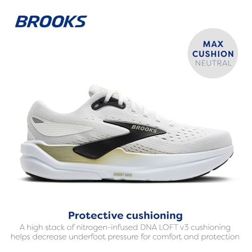 Brooks Men’s Ghost Max 3 Neutral Running & Walking Shoe - Bright White/Tea/Black - 11 Medium