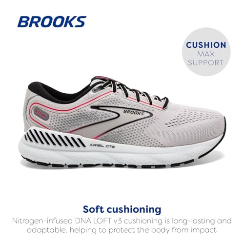 Brooks Women’s Ariel GTS 23 Supportive Running Shoe - Grey/Black/Pink - 6.5 Wide
