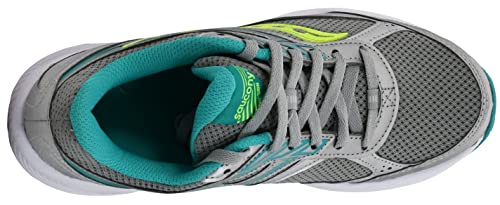 Saucony Women's Cohesion 14 Road Running Shoe, Grey/Teal/Citron, 8 M US