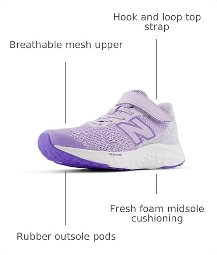 New Balance Kid's Fresh Foam Arishi V4 Bungee Lace with Top Strap Running Shoe, Bright Lavender/Violet Crush, 11.5 M Little Kid
