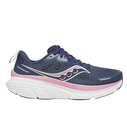 Saucony Women's Guide 18 Sneaker, Navy/Orchid, 7