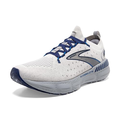 Brooks Men’s Glycerin StealthFit GTS 20 Supportive Running Shoe - Oyster/Alloy/Blue Depths - 9 Medium
