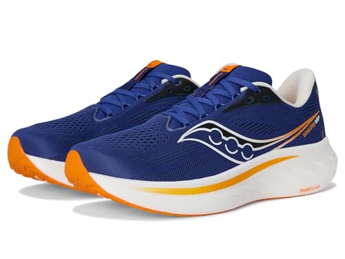 Saucony Men's Ride 18 Sneaker, Azurite/Peel, 9