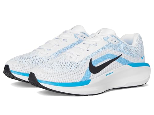 Nike Men's Winflo 11 Road Running Shoes, White/Black-Blue Hero, 9.5 Extra Wide