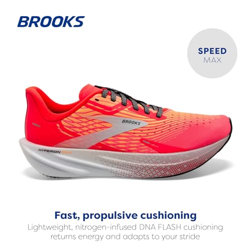 Brooks Men’s Hyperion Max Neutral Running Shoe - Fiery Coral/Orange Pop/Blue - 10 Medium
