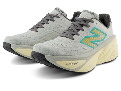 New Balance Men's Fresh Foam X More V5 Running Shoe, Brighton Grey/Calcium/Cyber Jade, 9 XW