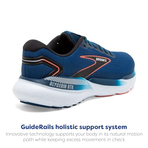 Brooks Men's Glycerin GTS 21 Supportive Running Shoe - Blue Opal/Black/Nasturtium - 10 Wide