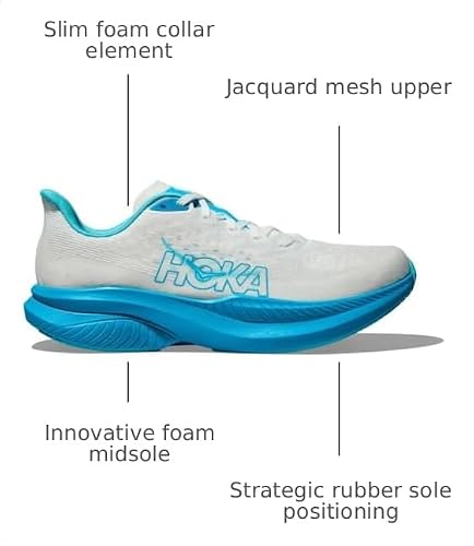 Hoka Men's Mach 6 Trainers, White Skyward Blue, 12.5 Men - alternate view 3