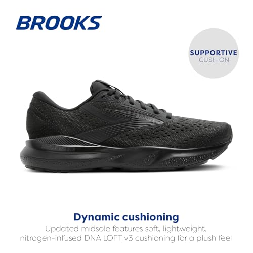 Brooks Women’s Adrenaline GTS 24 Supportive Running Shoe - Black/Black/Ebony - 8 Medium