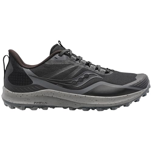 Saucony Women's Peregrine 12 Running Shoe, Black/Charcoal, 7.5 US