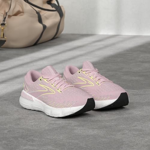 Brooks Women's Glycerin GTS 20 Supportive Running Shoe - Pink/Yellow/White - 6 Medium