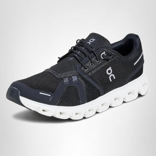 On Women's Cloud 6 Sneakers, Black | White, 9 Medium US