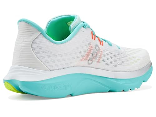 Saucony Women's Kinvara 16 Sneaker, White/Aqua, 7