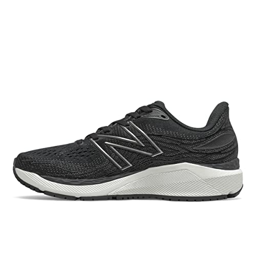 New Balance Women's Fresh Foam X 860 V12 Running Shoe, Black/White, 10.5 M