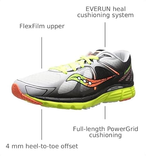 Saucony Men's Kinvara 6 Running Shoe, White/Citron/Orange,11.5 M US
