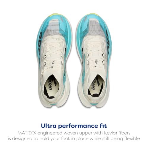Brooks Cascadia Elite Trail Racing Shoe with Carbon-Infused Pebax Plate - Star White/Bluefish/Black - 6 Medium