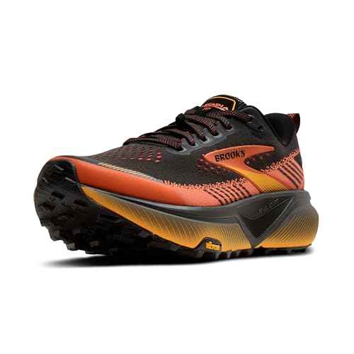 Brooks Men’s Cascadia 20 Trail Running Shoe - Black/Tigerlily/Orange - 13 Medium